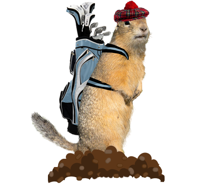 Gopher with golf bag